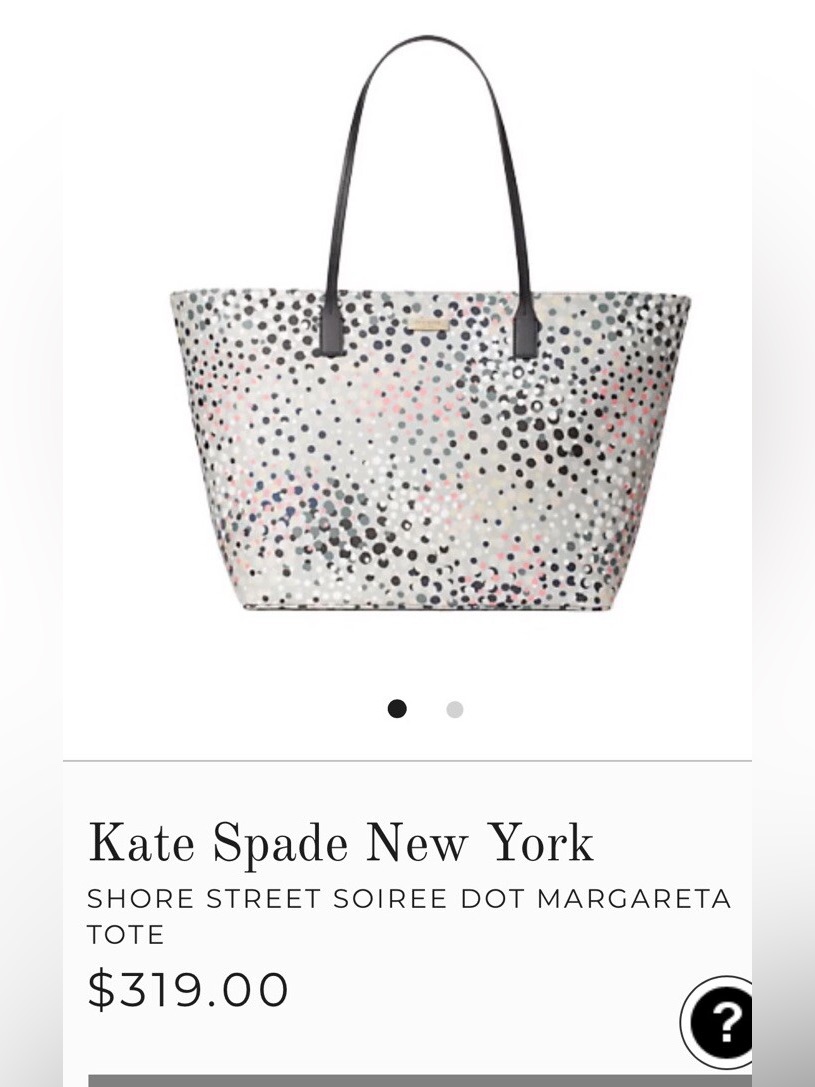 Kate Spade White Multi Dot Margareta Tote With Black Straps